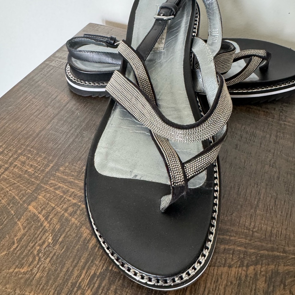 Arnold Churgins Size 39 Elegant Black Strappy Sandals - NWOT